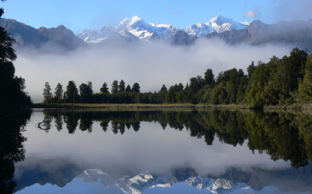 Early morning reflection on Lake Matheson Fox Glacier taken by Kaye Wilson from The Adventure Centre